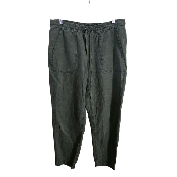 J.Crew Olive Pull On Linen Elastic Drawstring Waist Crowd Pants Size M - Picture 2 of 6
